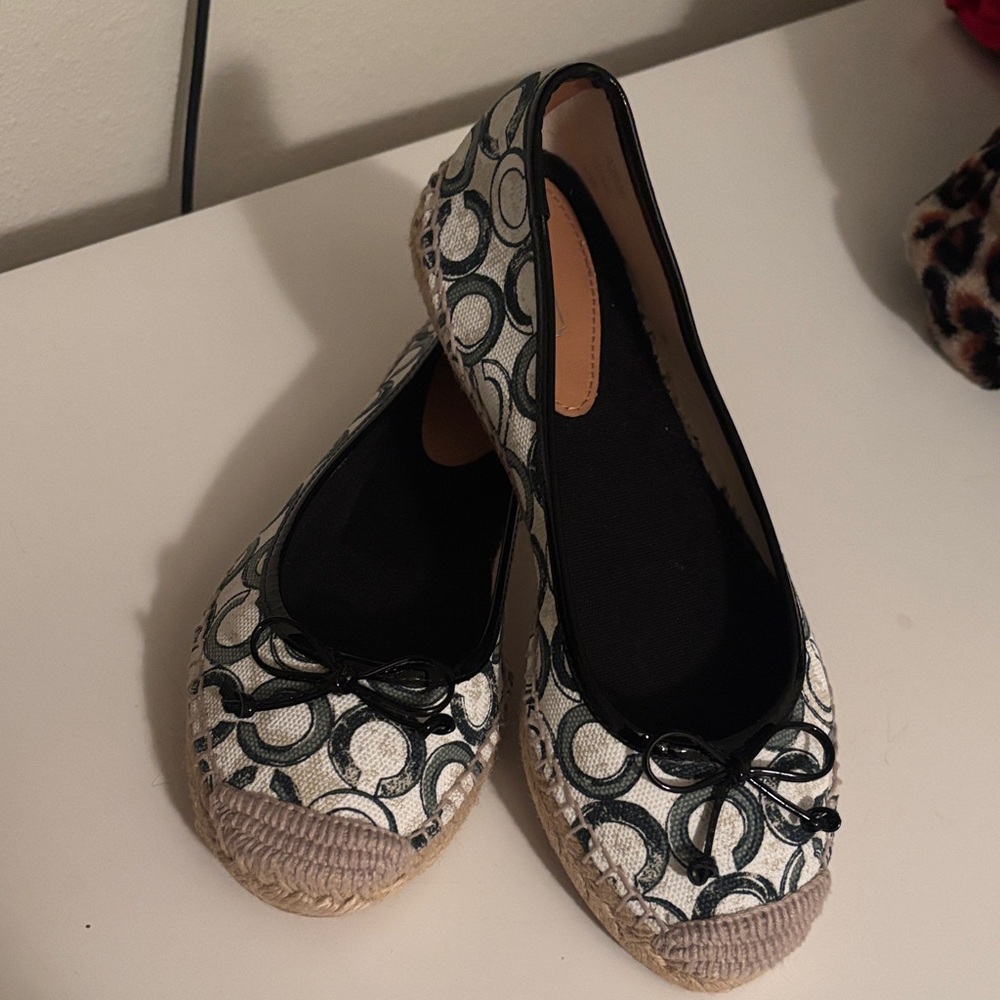 Coach Black and White Espadrille Flats